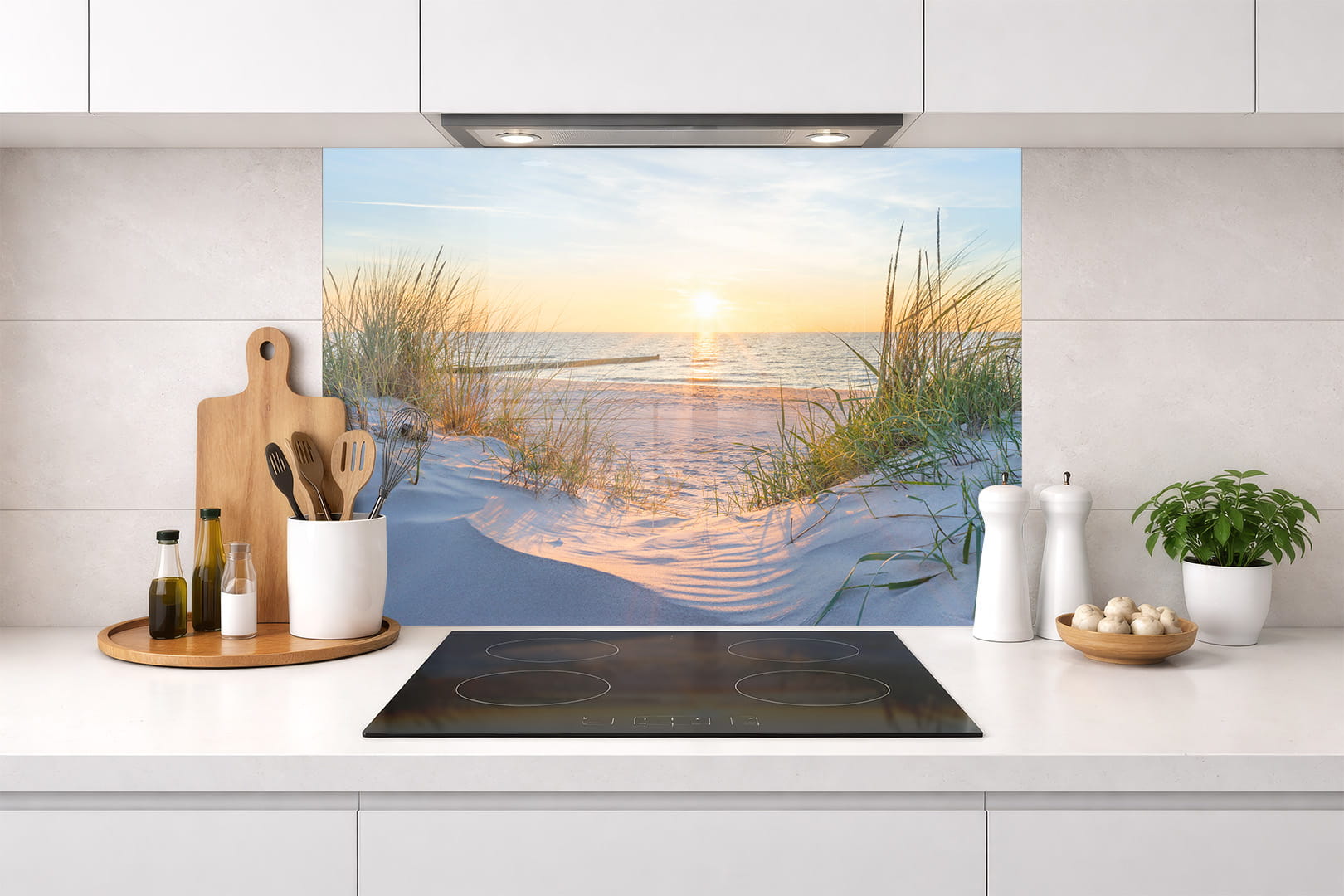 Spritzschutz – Sonnenuntergang an der Ostsee