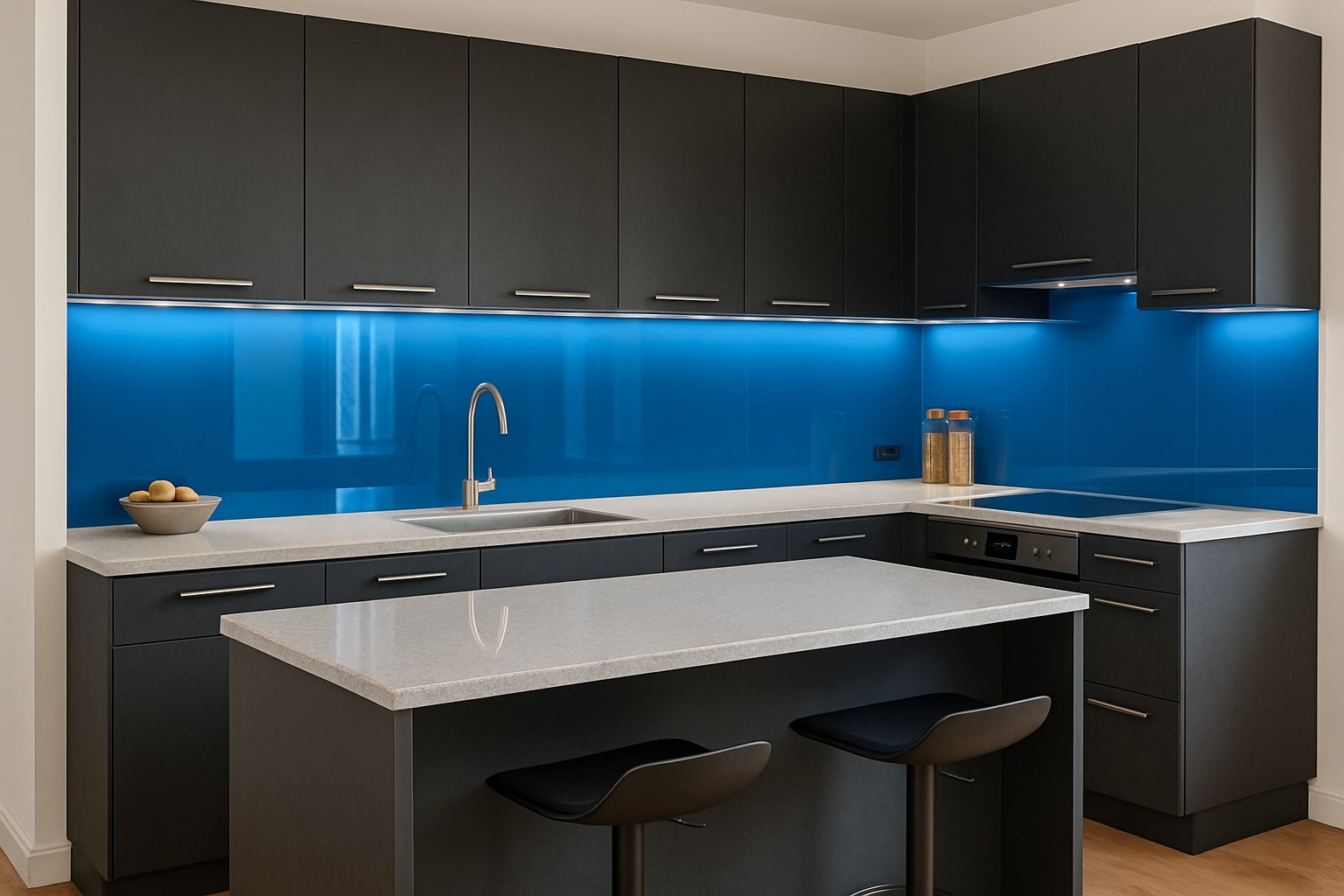 Küchenrückwand RAL 5005 Signalblau