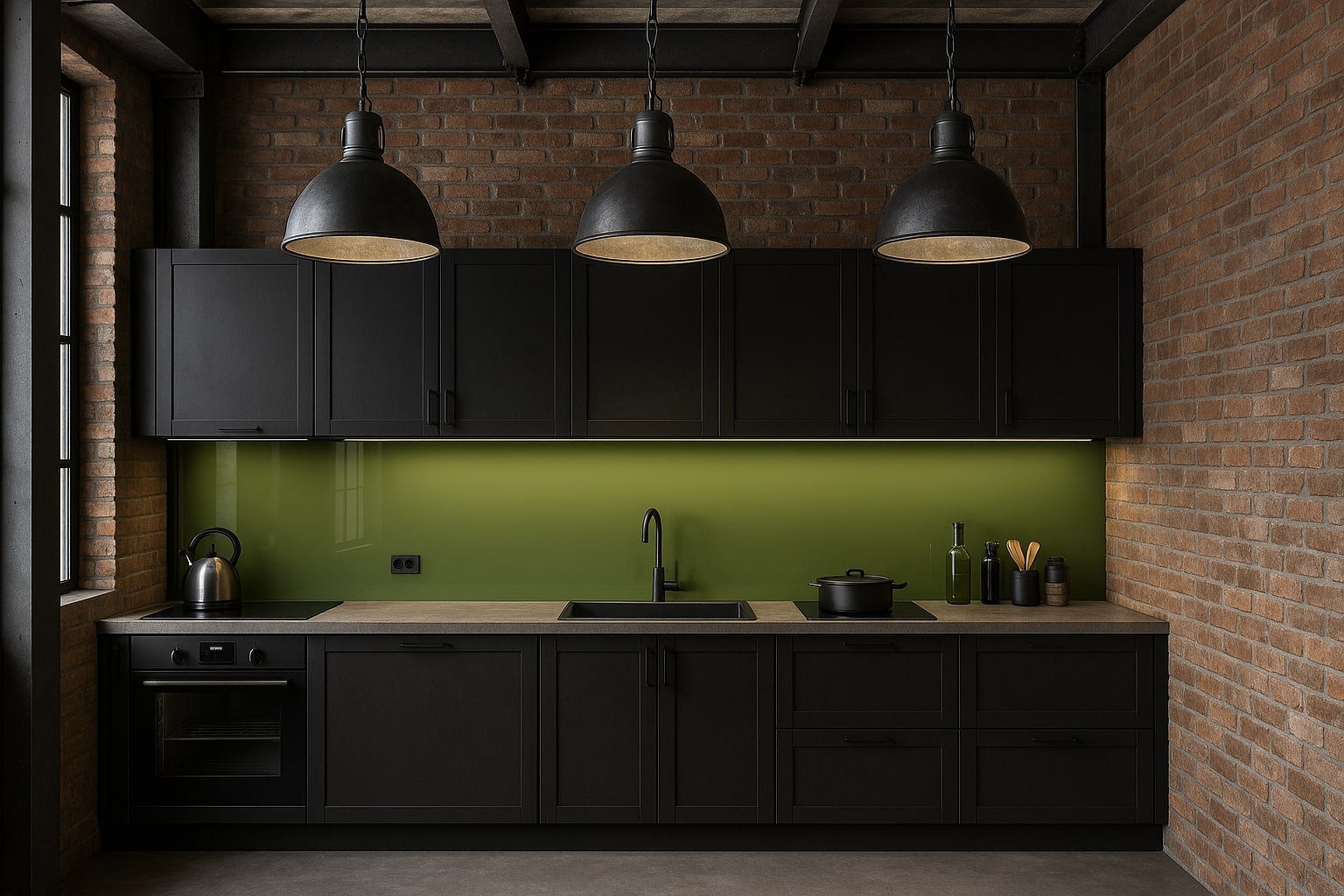 Küchenrückwand RAL 6003 Olivgrün