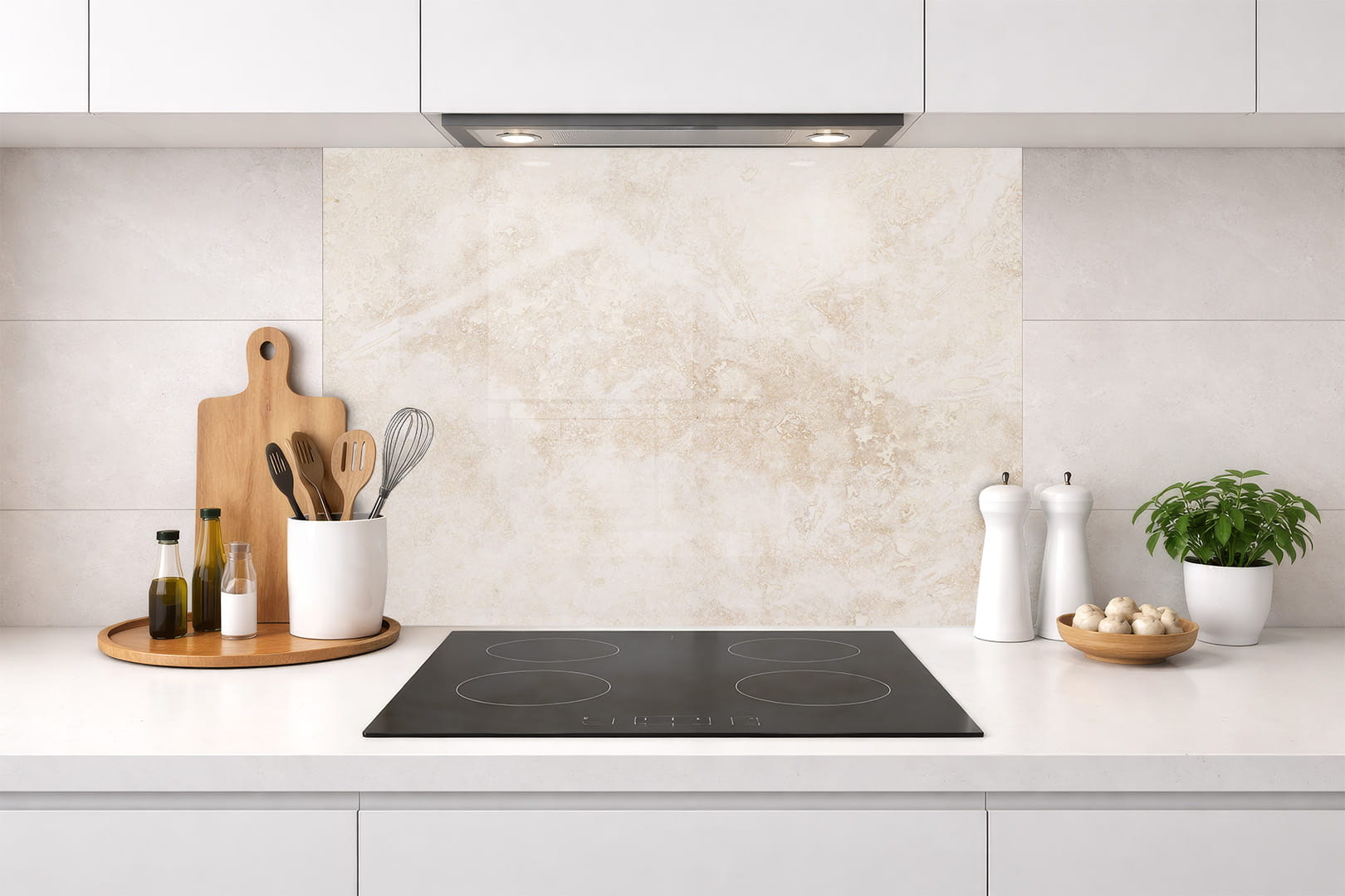 Spritzschutz – heller Marmor