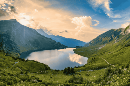 Spritzschutz - Alpenpanorama mit Seeblick