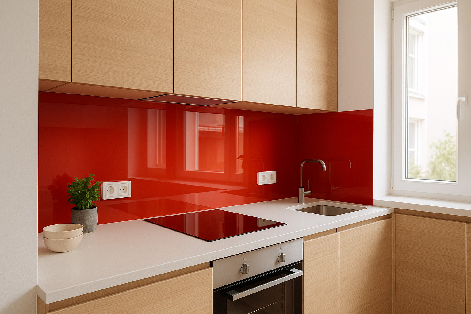 Küchenrückwand RAL 3000 Feuerrot