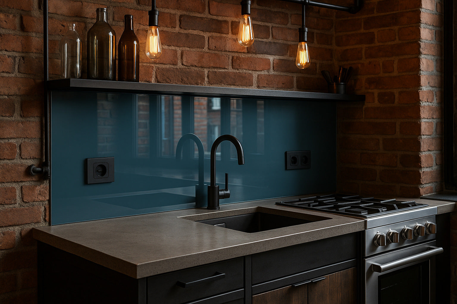 Küchenrückwand RAL 5014 Taubenblau