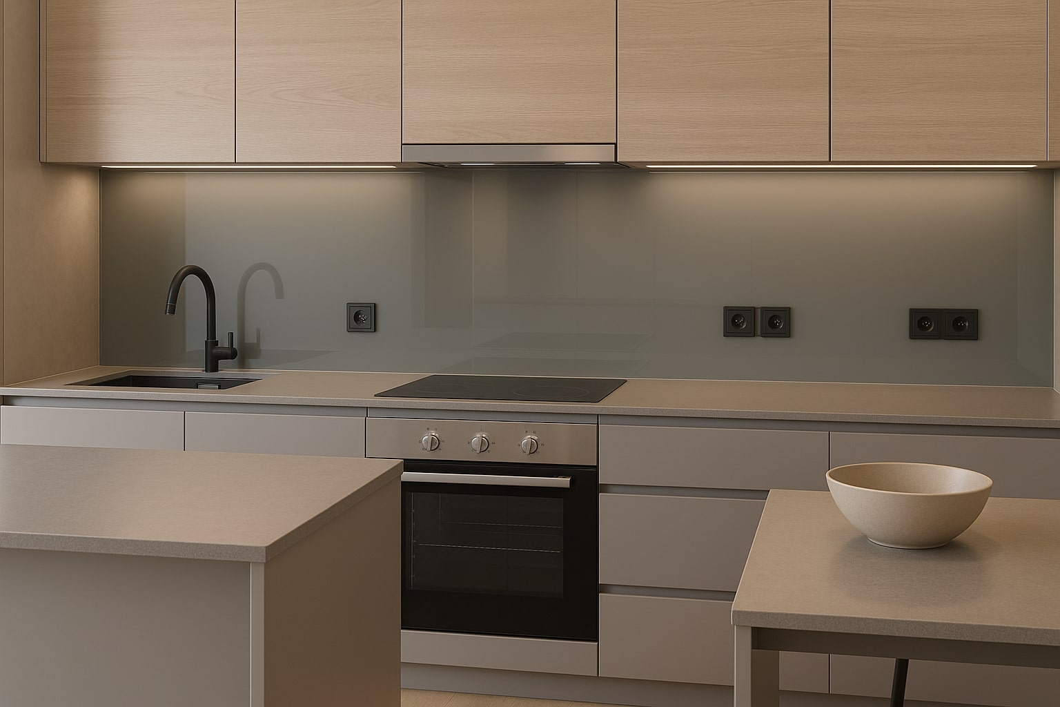 Küchenrückwand RAL 7030 Steingrau