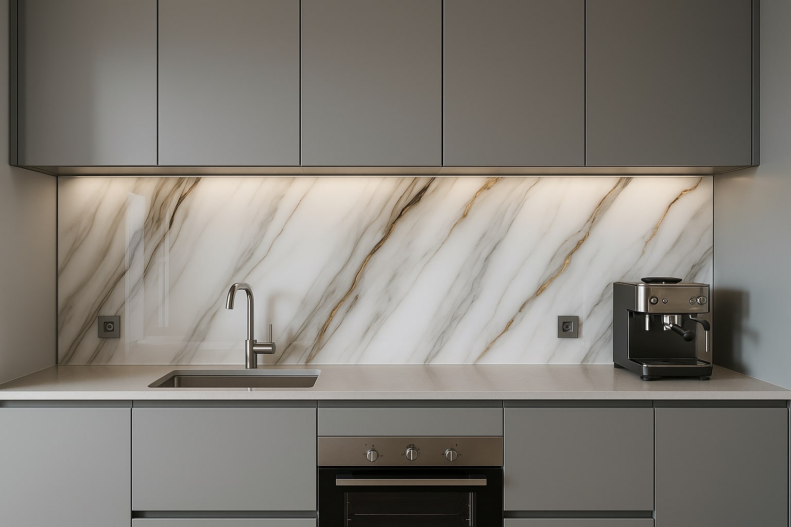 Küchenrückwand weißer Marmor
