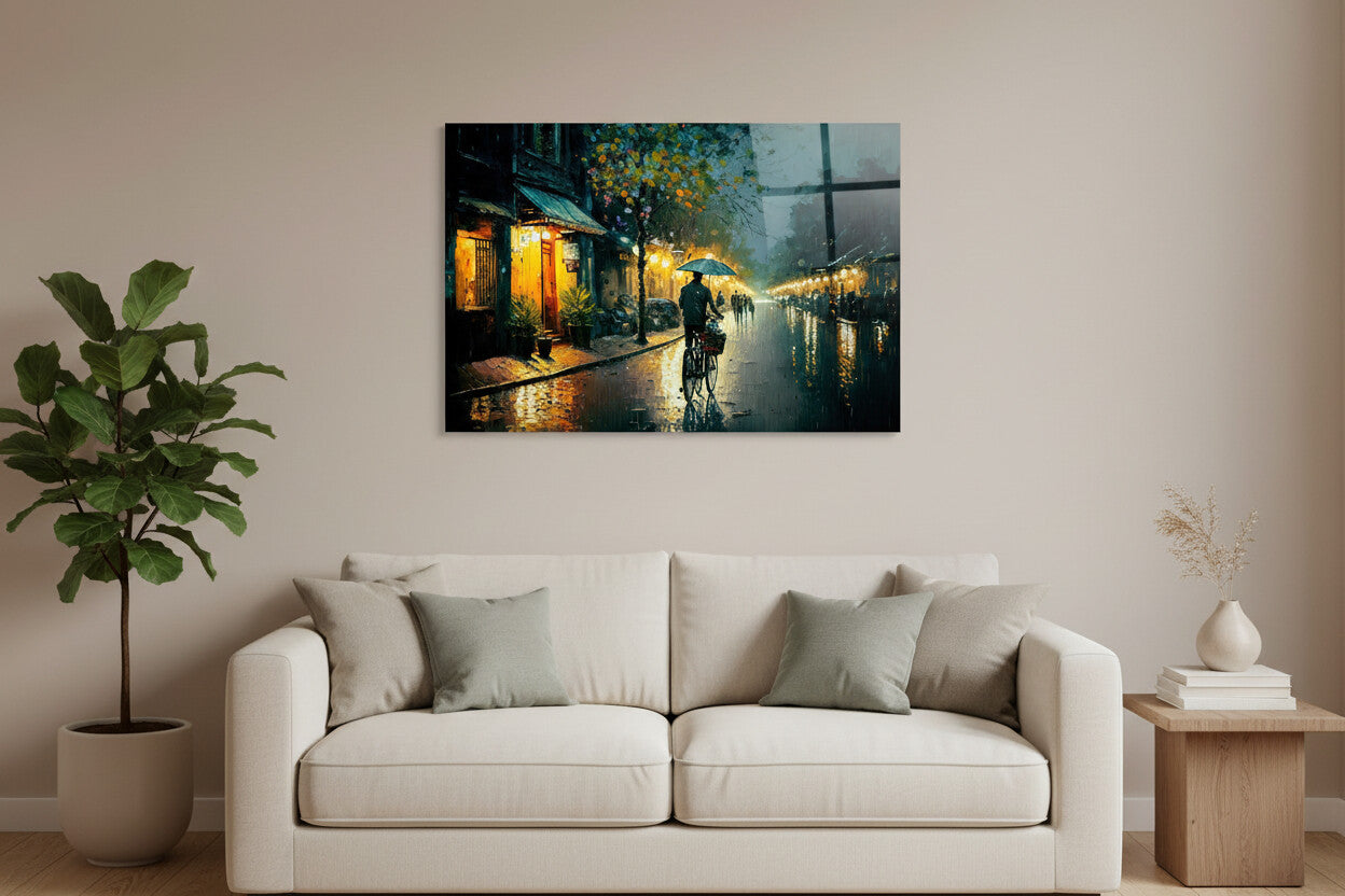 Glasbild - Hanoi bei Nacht