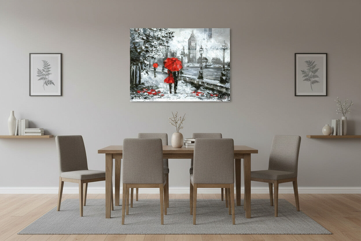 Glasbild - London im Regen