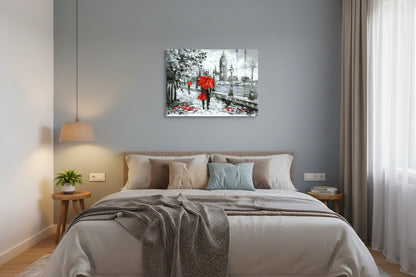 Glasbild - London im Regen