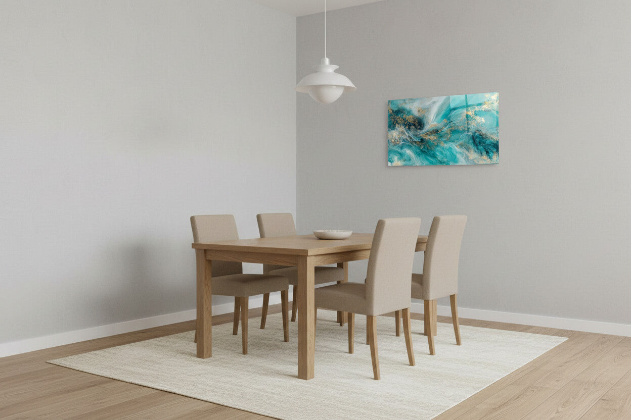 Glasbild - türkise Strömung